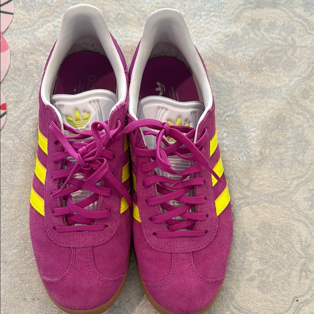Adidas Women's Gazelle Pink and Yellow Sneakers Size 10